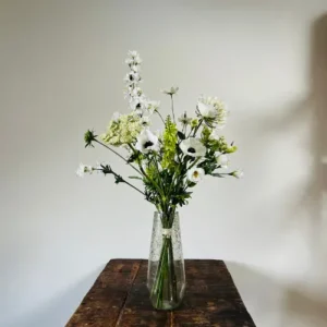 wit zijdenbloemen boeket, bouquet white silkflowers