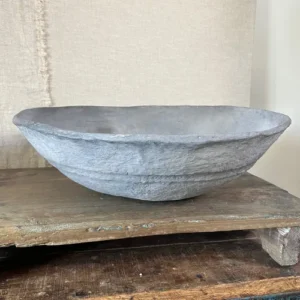 xl schaal van papier-maché, grijze papier-maché schaal, grote schaal, handgemaakte schaal